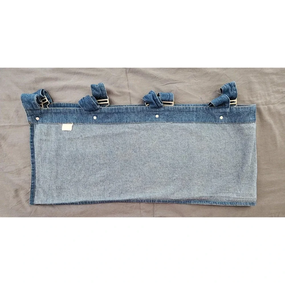 Denim Curtain Valance Panel Overall‎ Tab Top Rustic Farmhouse Decor Window